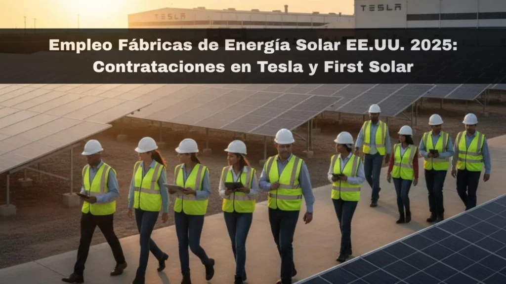 Empleo Fábricas de Energía Solar EE.UU. 2025: contrataciones en Tesla y First Solar